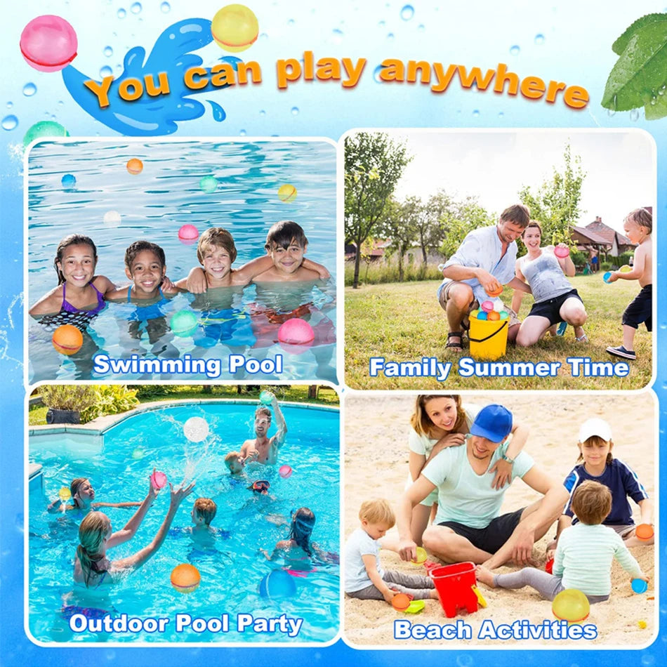 Water Balloons Reusable, Self Sealing & Quick Fill Water Balls Toys with Magnetic Suction Closure, Summer Toys- Large Size 6.5Cm
